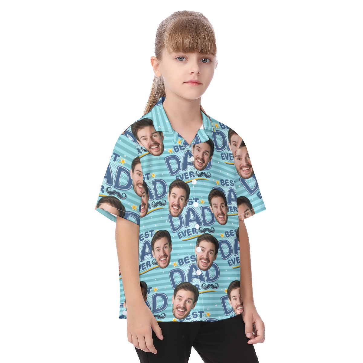 Cute Custom Face Best Dad Ever Aloha Shirt For Kids