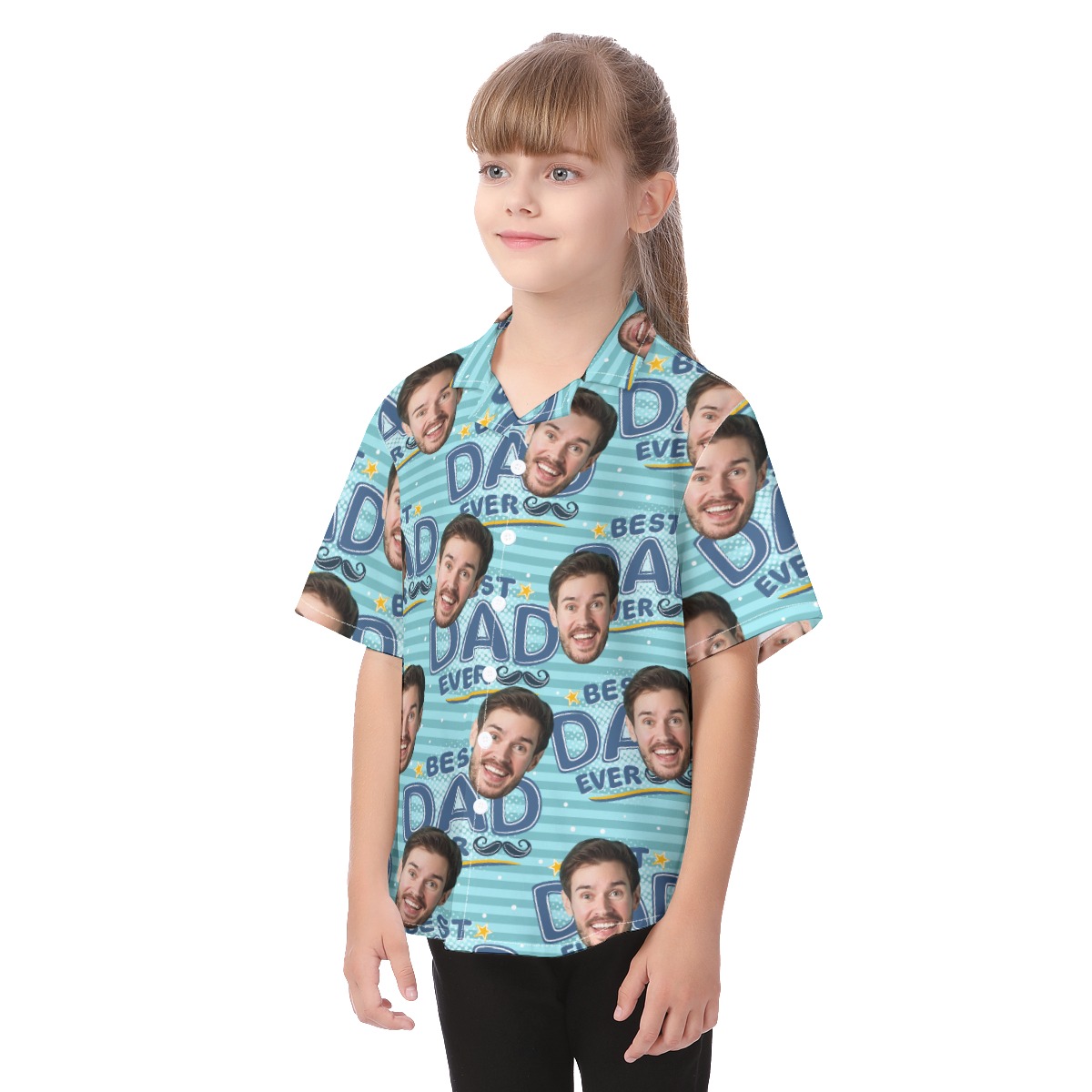 Cute Custom Face Best Dad Ever Aloha Shirt For Kids