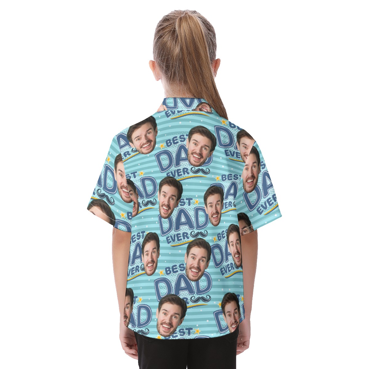 Cute Custom Face Best Dad Ever Aloha Shirt For Kids