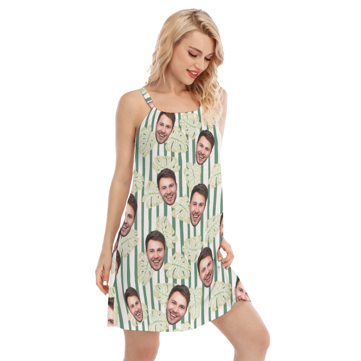 Custom Face Cami Striped Dress For Women