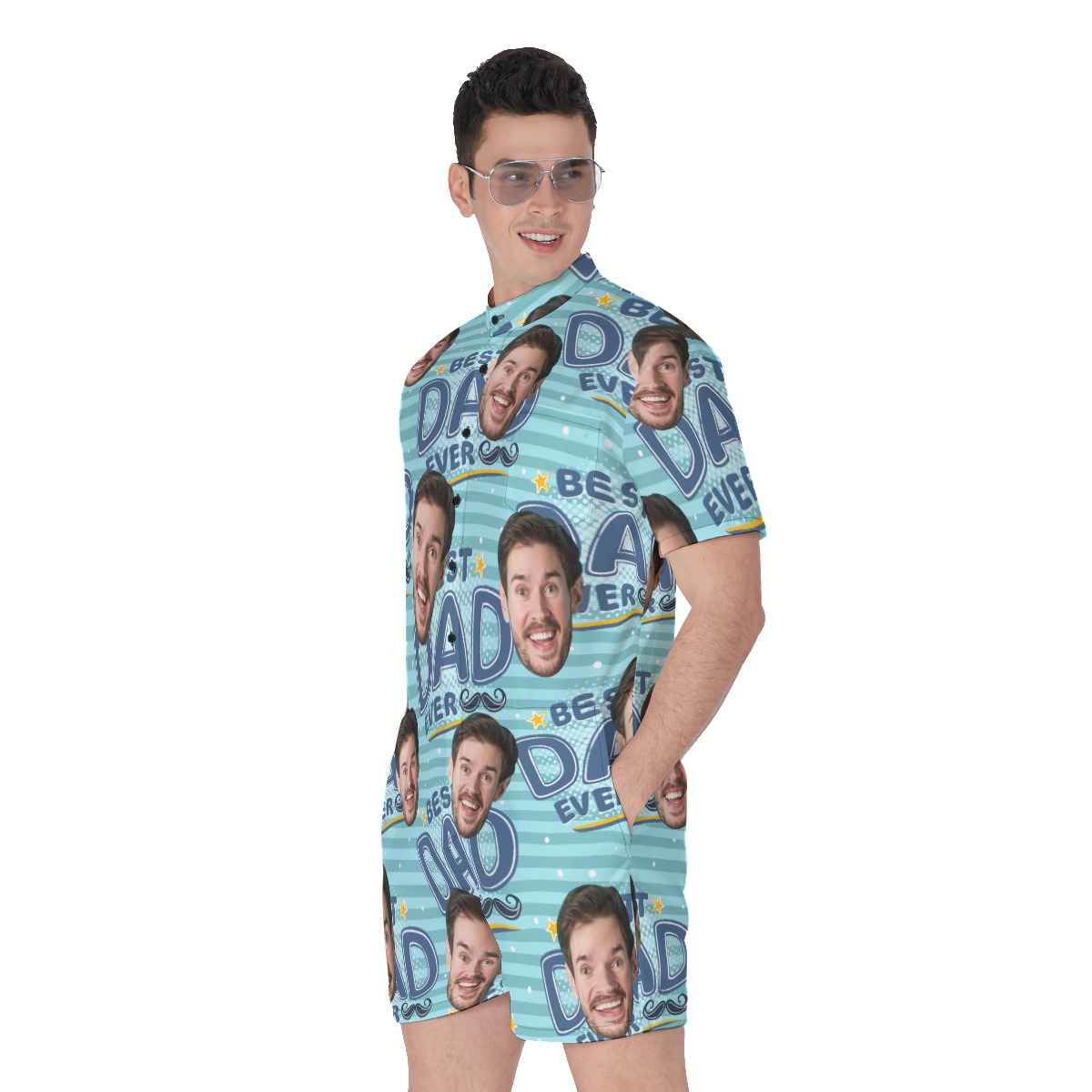 Funny Custom Face Best Dad Ever Men's Hawaiian Romper