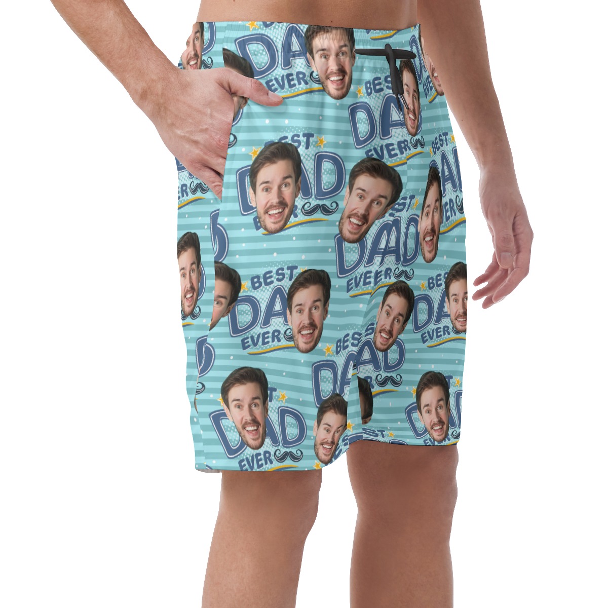 Happy Father's Day Custom Face Best Dad Ever Hawaiian Beach Shorts