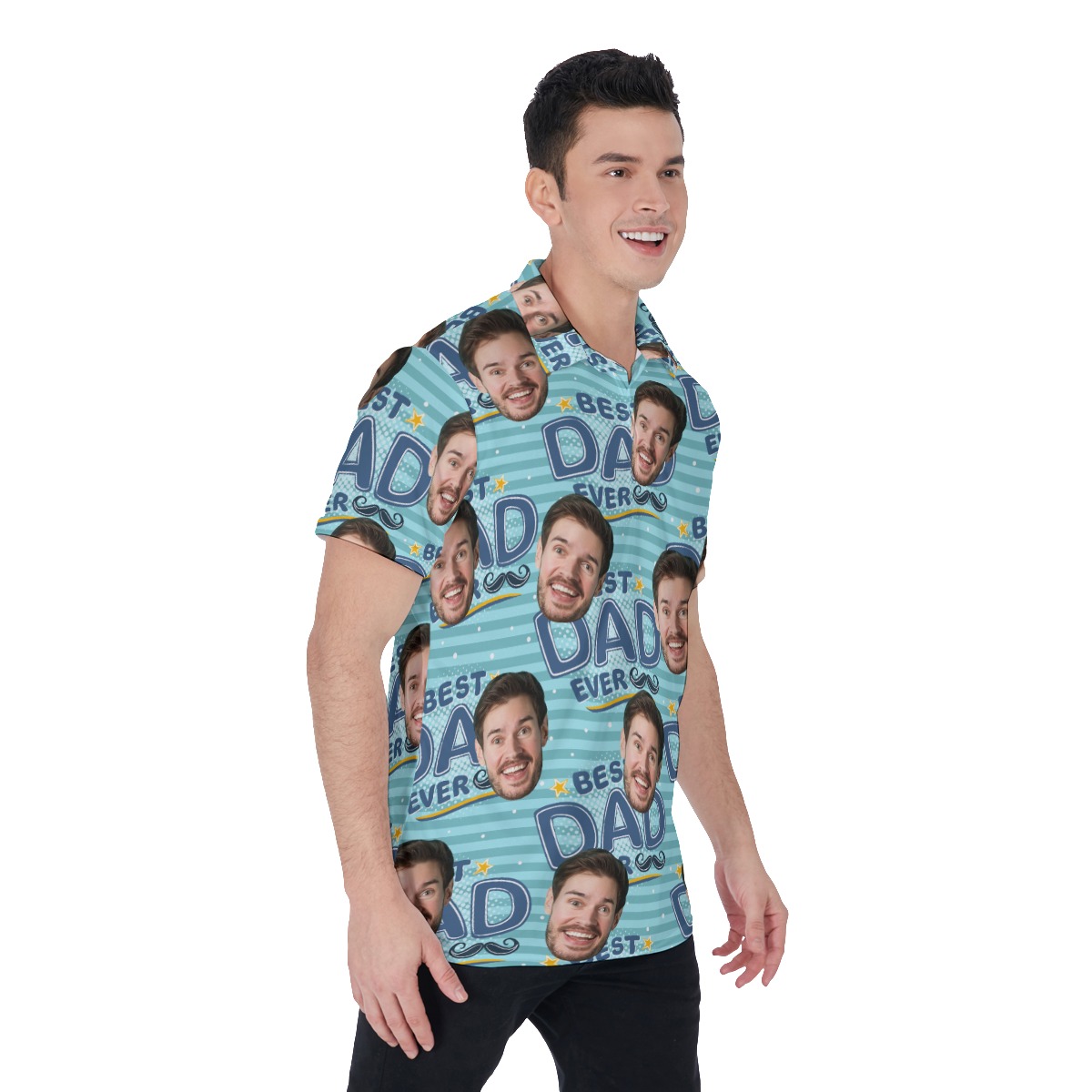 Best Dad Ever Custom Face Hawaiian Polo Shirt