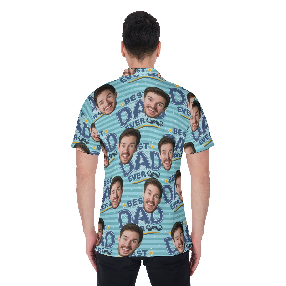 Best Dad Ever Custom Face Hawaiian Polo Shirt