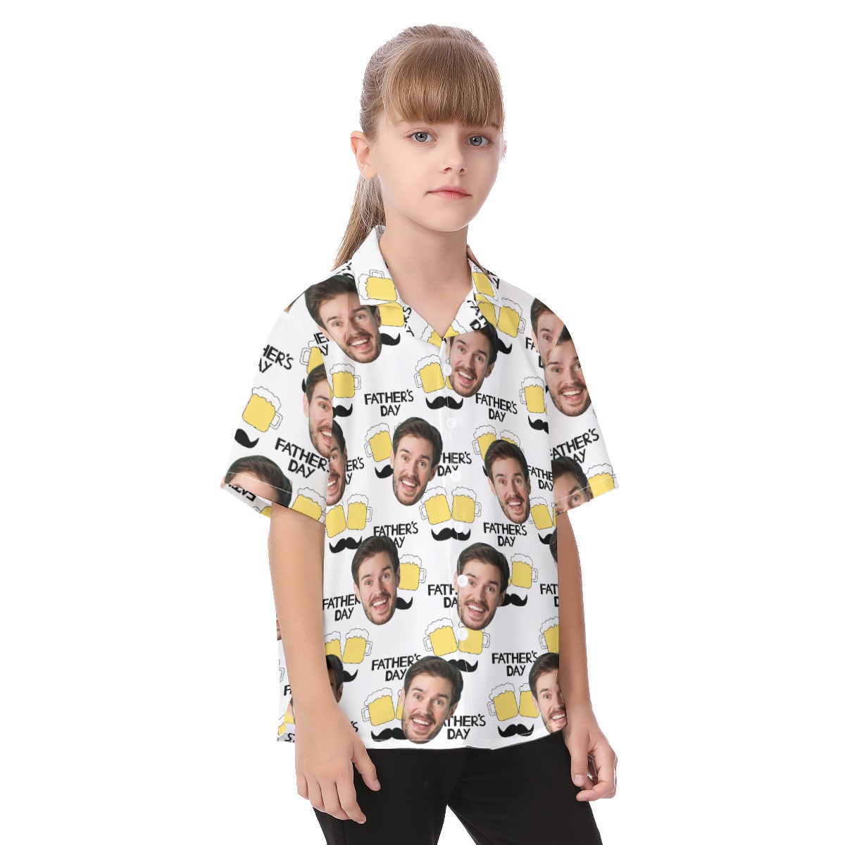 Happy Father's Day Cute Customized Kid's Hawaiian Shirt With Face