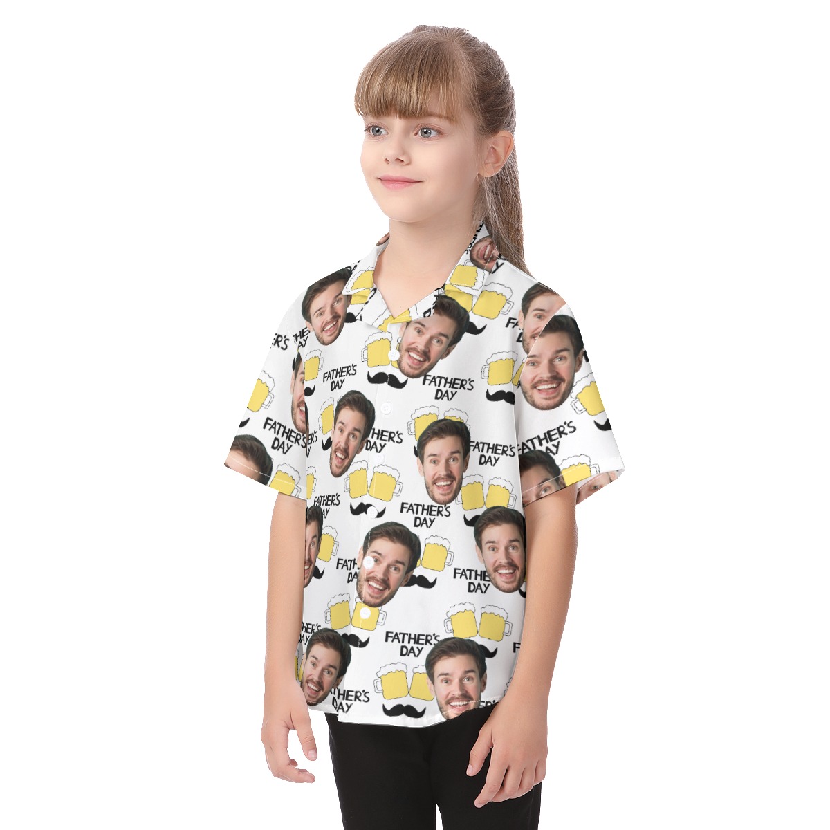 Happy Father's Day Cute Customized Kid's Hawaiian Shirt With Face