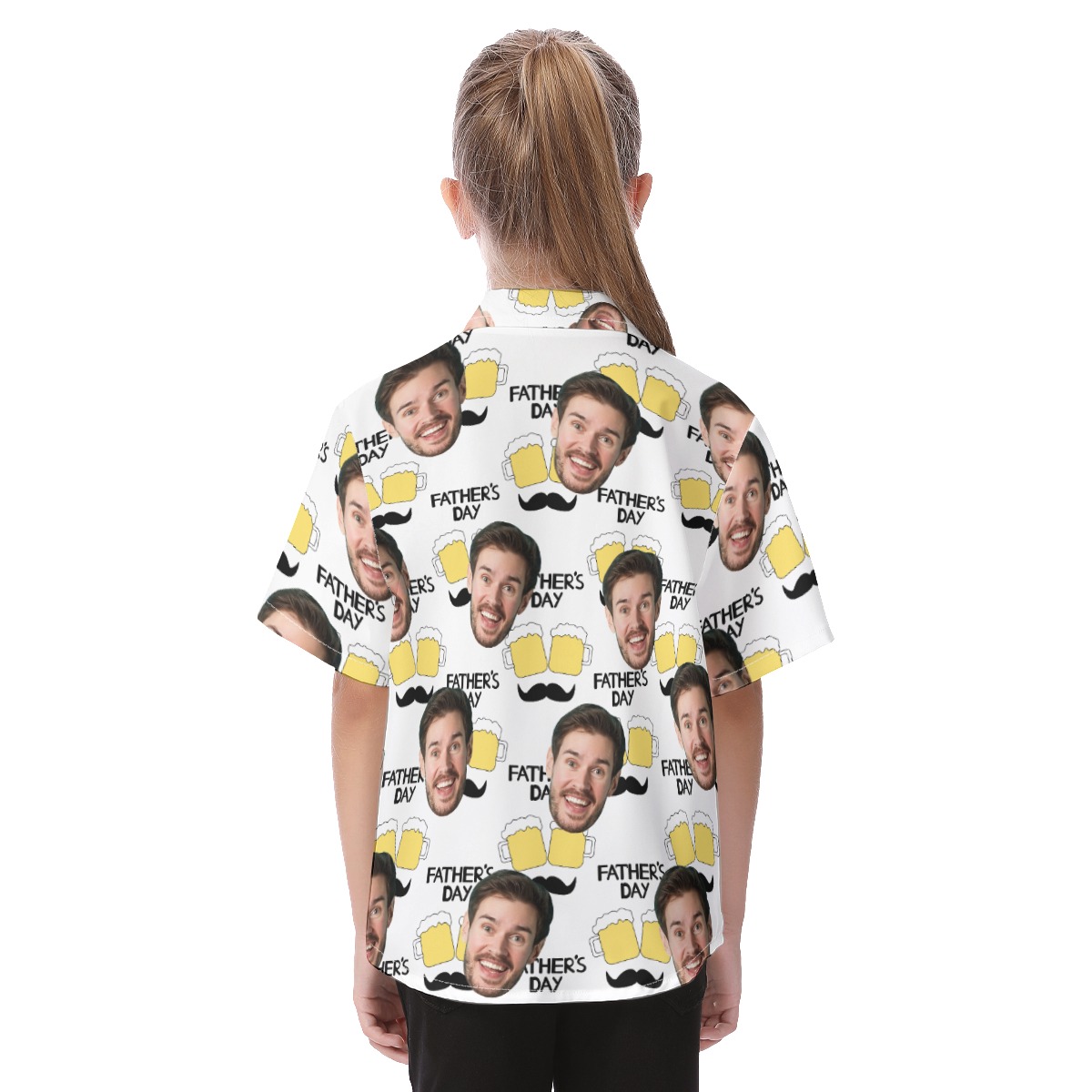 Happy Father's Day Cute Customized Kid's Hawaiian Shirt With Face