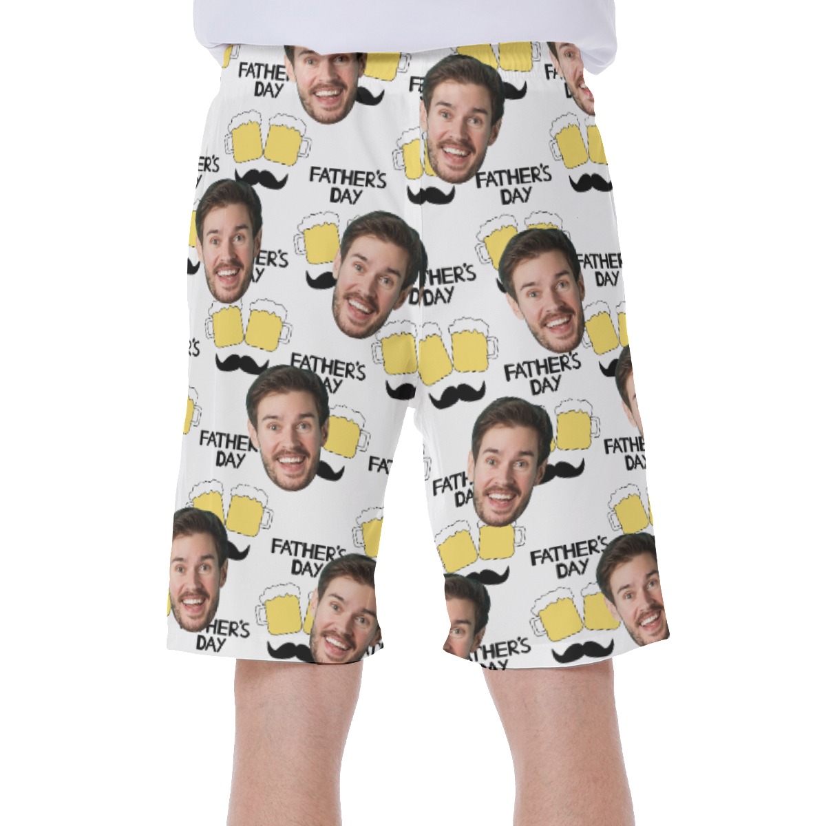 Funny Custom Beer Hawaiian Swimwear With Face For Father's Day