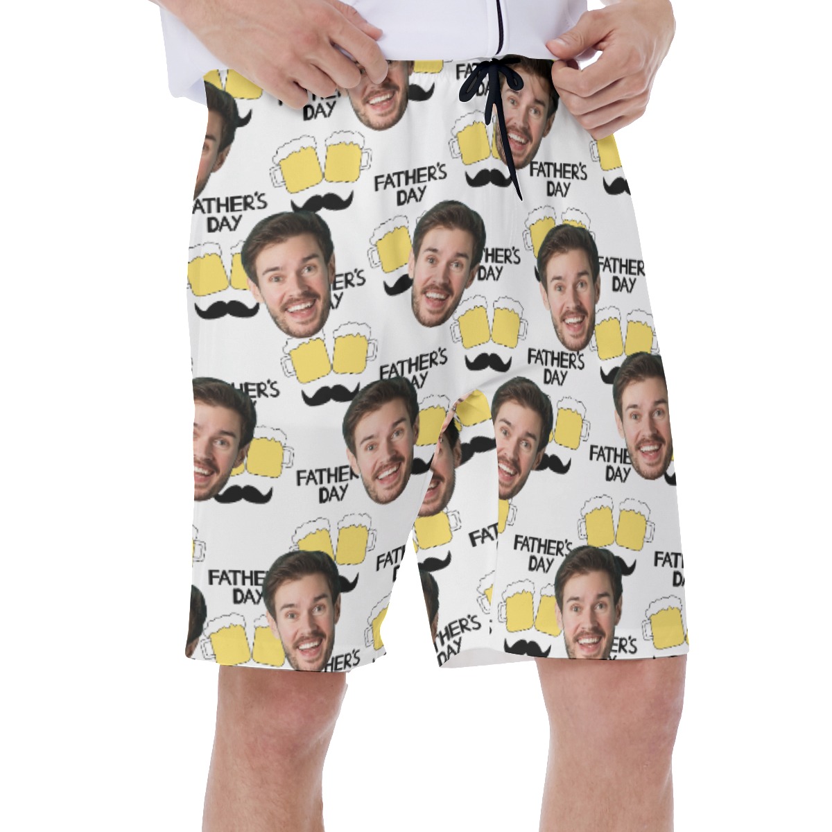 Funny Custom Beer Hawaiian Swimwear With Face For Father's Day