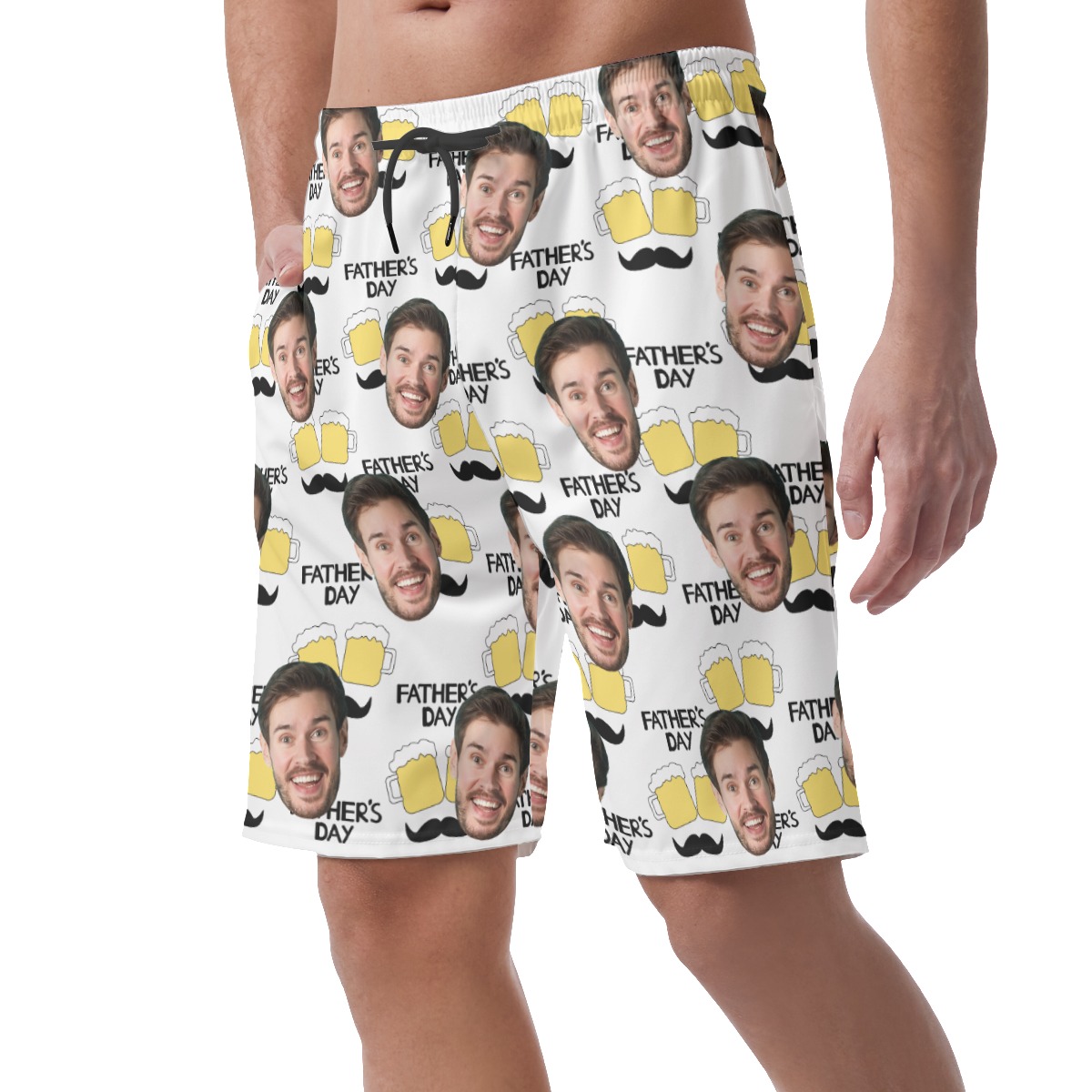 Custom Face Happy Father's Day Hawaiian Summer Beach Shorts