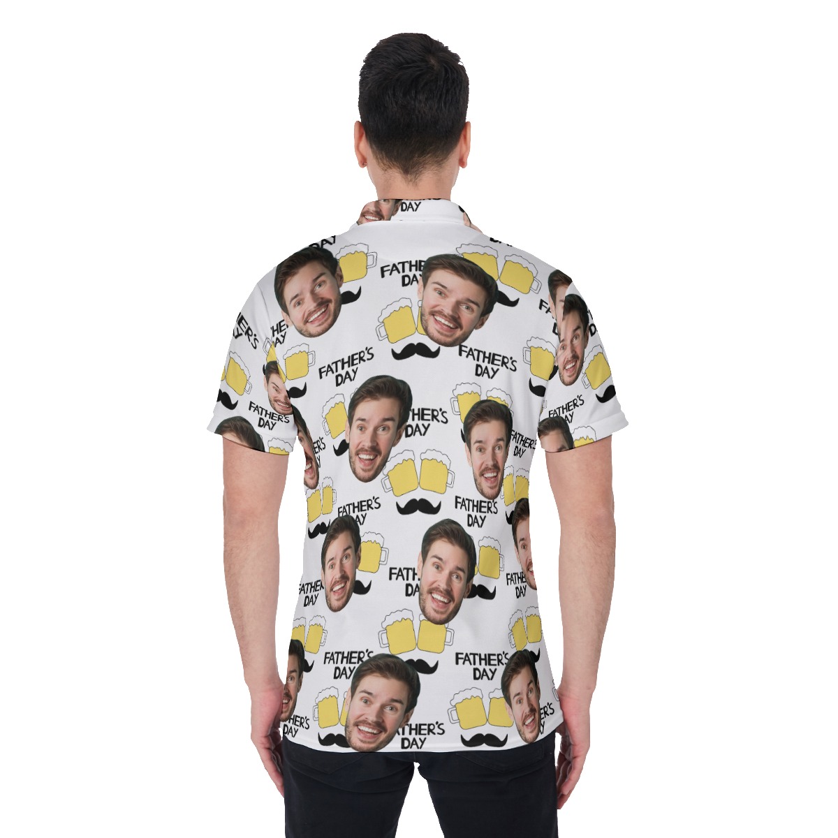 Custom Face Happy Father Day Beer Hawaiian Polo Shirt