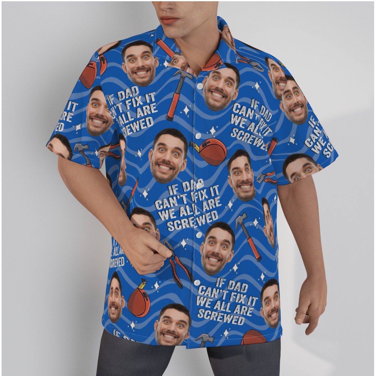 Funny Father's Day Gift Custom Face Men's Hawaiian Shirt - variant image 1