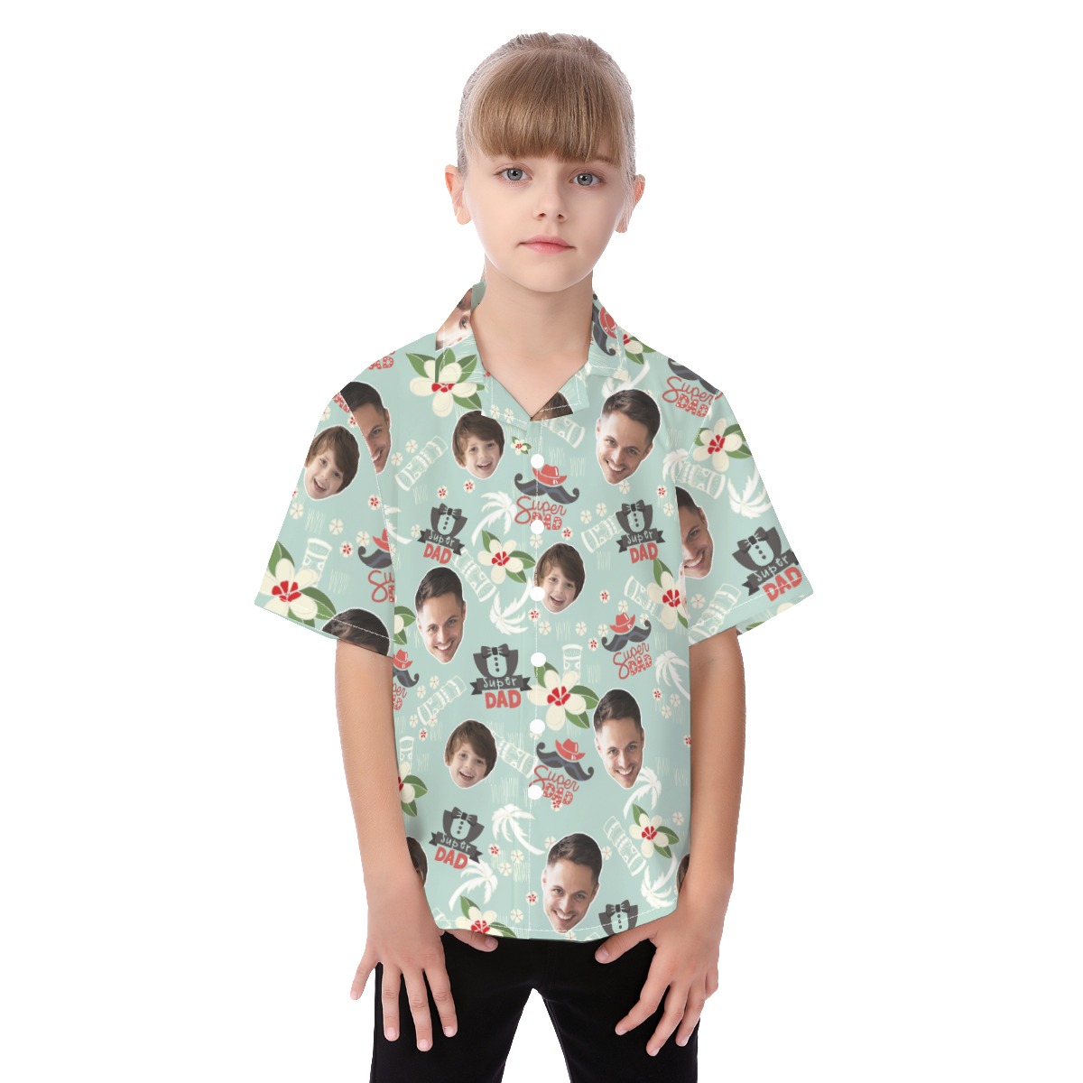 Cute Super Dad Hawaiian Shirt For Kids With Custom Face - variant image 1