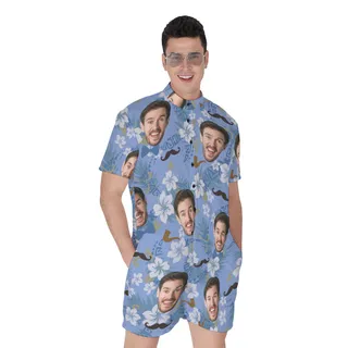 Father's Day Custom Face Men's Hawaiian Romper