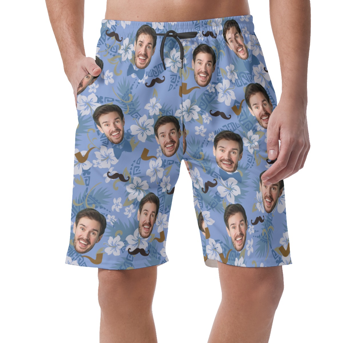 Customized Father's Day Hawaiian Summer Shorts With Face - variant image 1