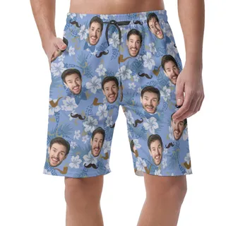 Customized Father's Day Hawaiian Summer Shorts With Face