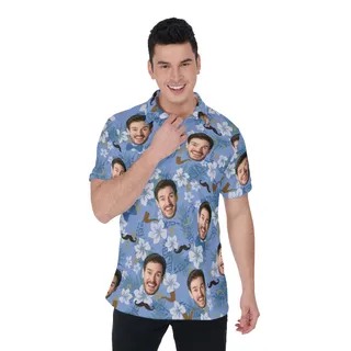 Custom Face Father's Day Hawaiian Polo Shirt For Men