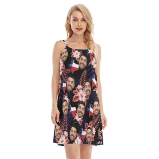 Funny Custom Face Texas Floral Hawaiian Cami Dress For Women