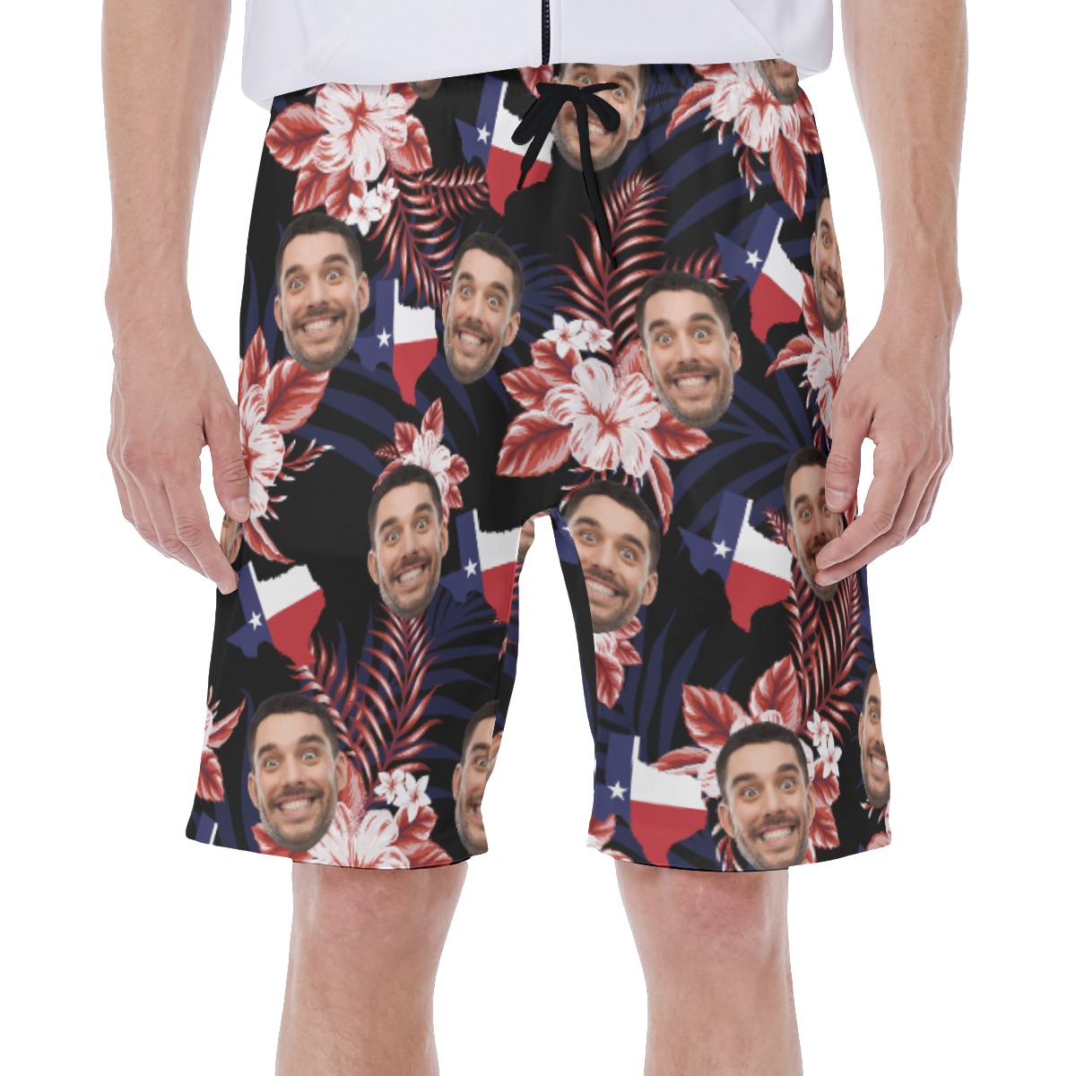 Floral Texas Custom Face Hawaiian Swim Trunks For Men - variant image 1