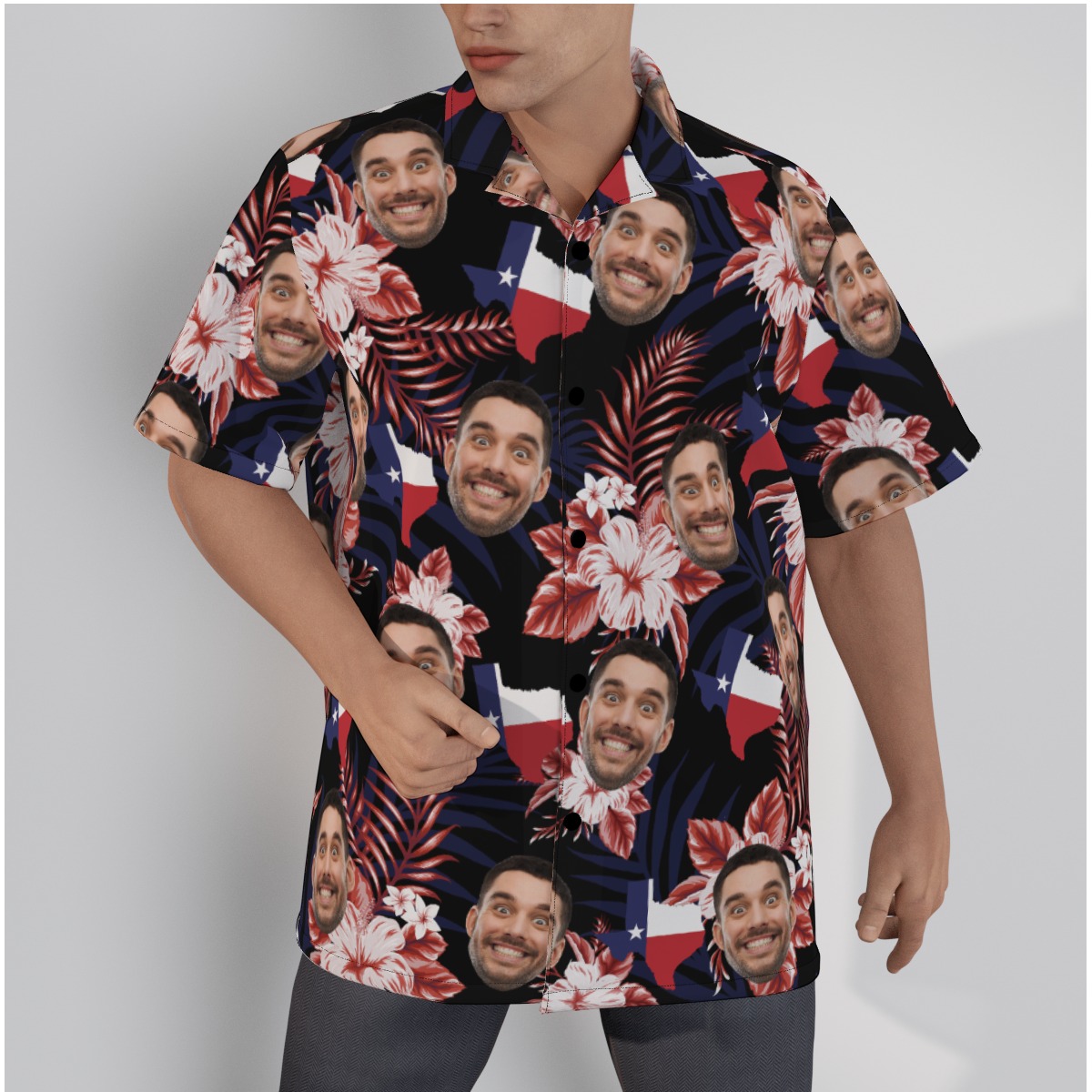 Funny Custom Face Texas Hawaiian Shirt - variant image 1