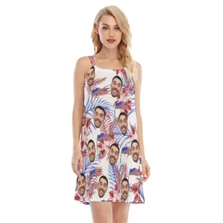 Custom Face American Flag Hawaiian Cami Dress For Women