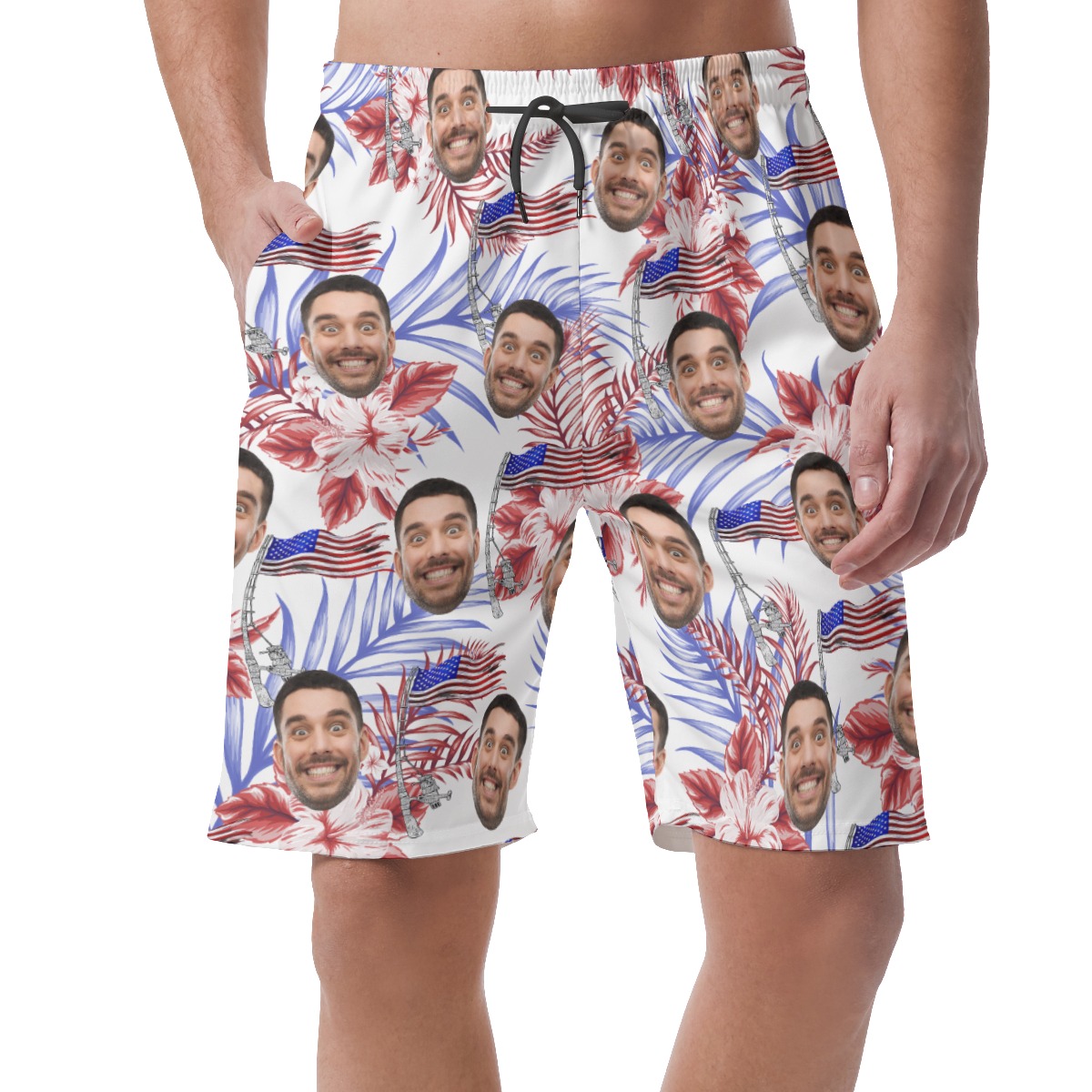 4th Of July Custom Face Hawaiian Summer Beach Shorts For Men - variant image 1