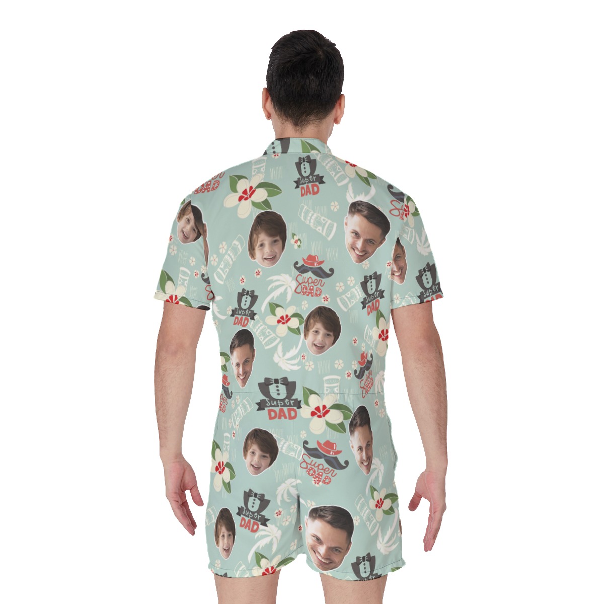 Custom Face Super Dad Hawaiian Romper