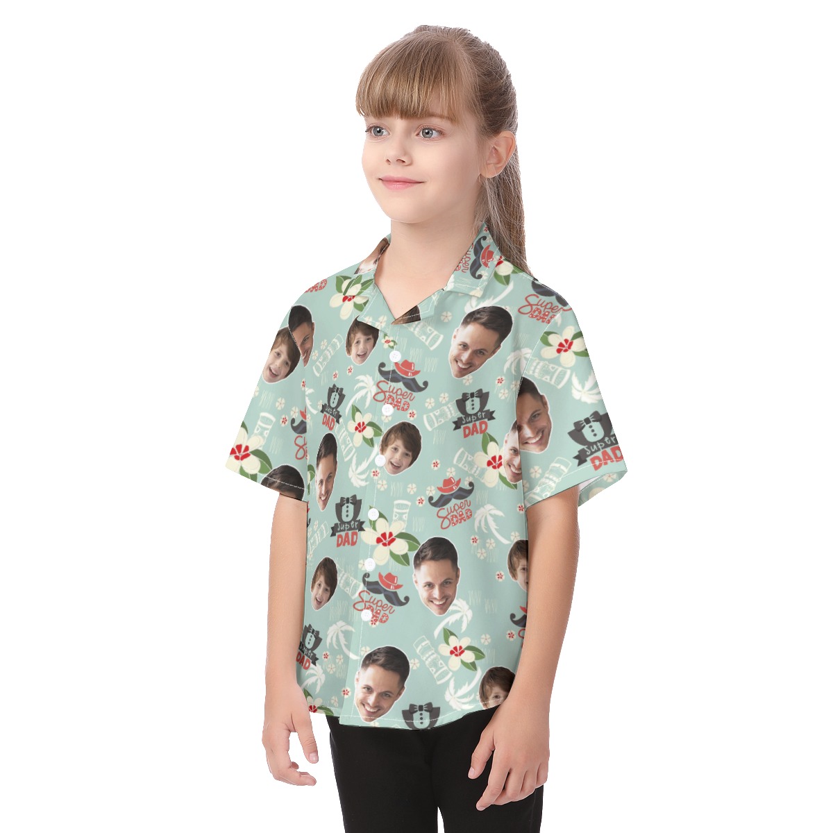 Cute Super Dad Hawaiian Shirt For Kids With Custom Face