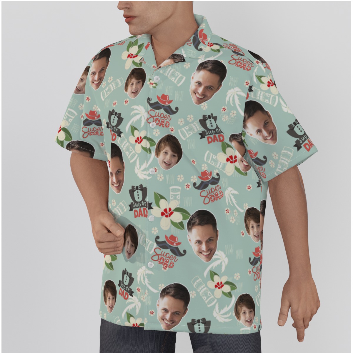 Supper Dad Custom Face Father And Kid Hawaiian Shirt