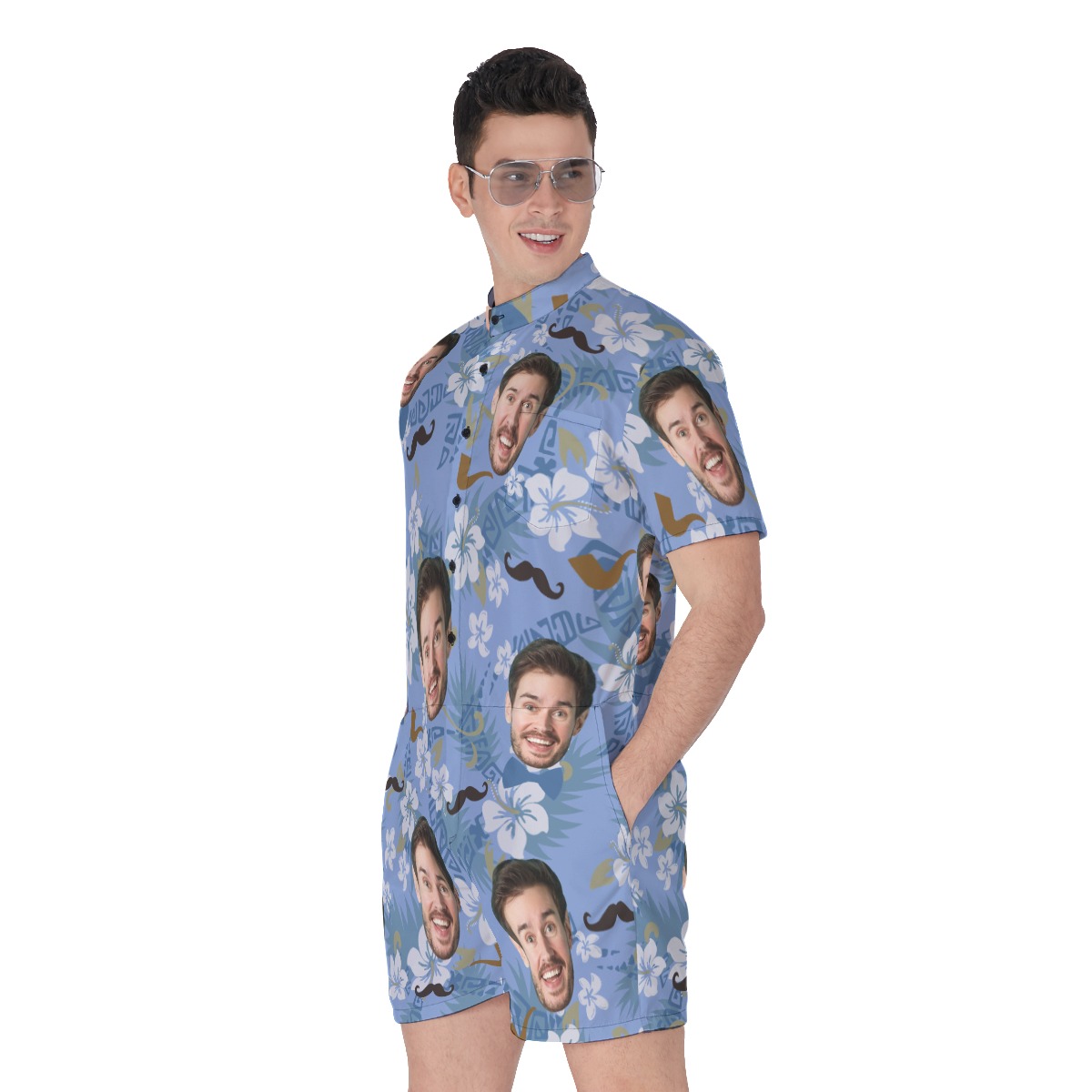Father's Day Custom Face Men's Hawaiian Romper