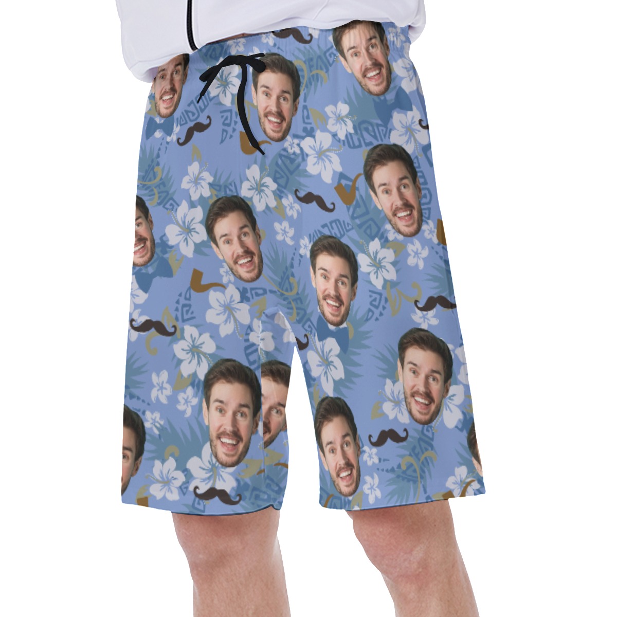 Father's Day Gift Funny Custom Face Hawaiian Swim Trunks