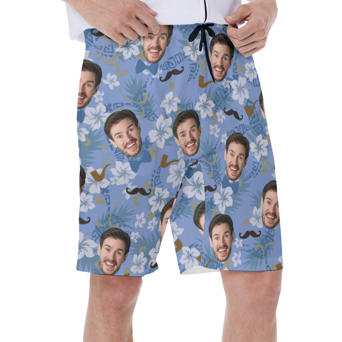 Father's Day Gift Funny Custom Face Hawaiian Swim Trunks