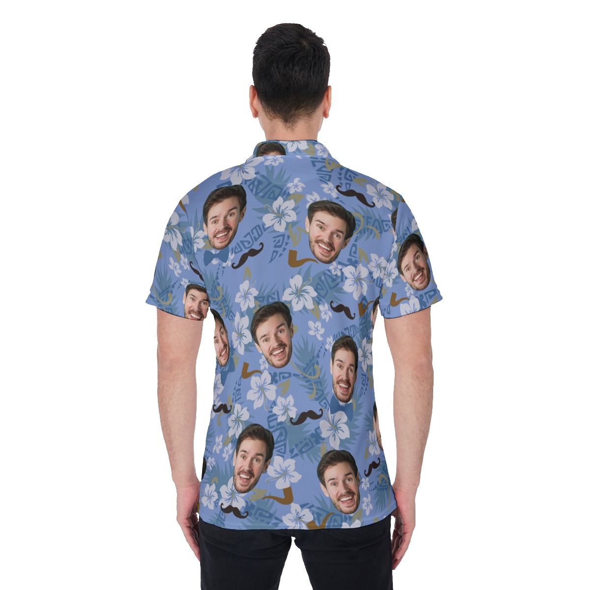 Custom Face Father's Day Hawaiian Polo Shirt For Men