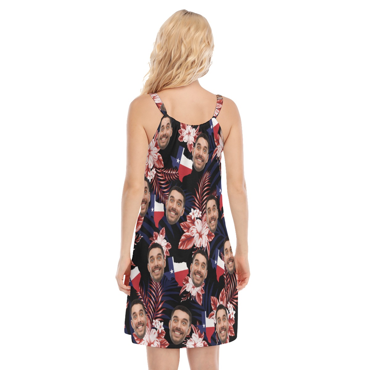 Funny Custom Face Texas Floral Hawaiian Cami Dress For Women
