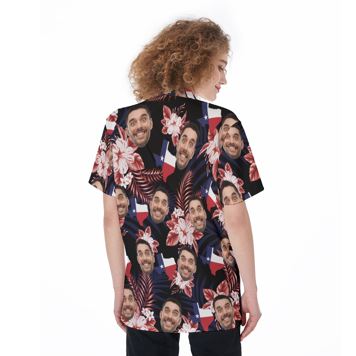 Customized Texas Floral Women's Hawaiian Shirt With Face
