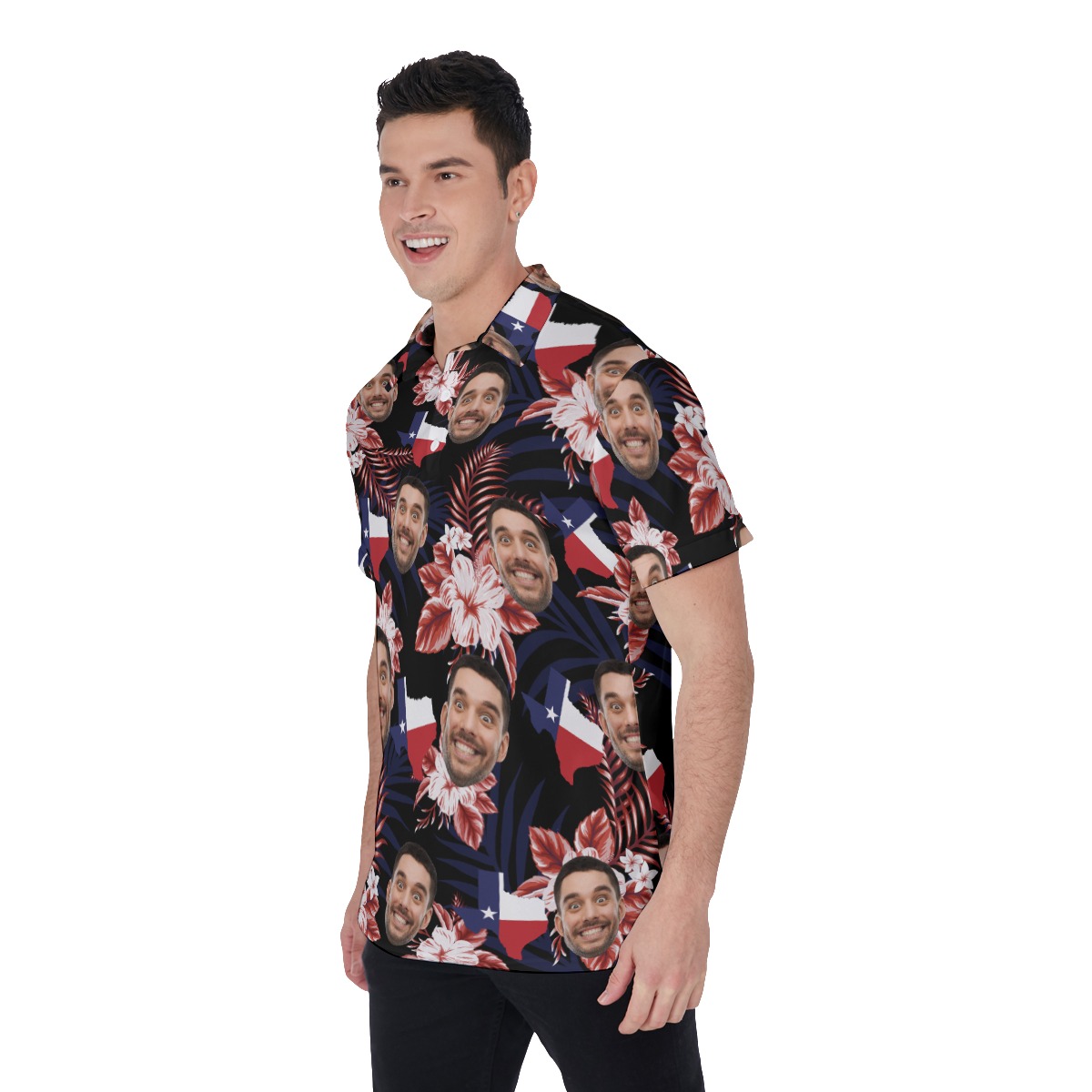Floral Texas Custom Face Hawaiian Polo Shirt For Men
