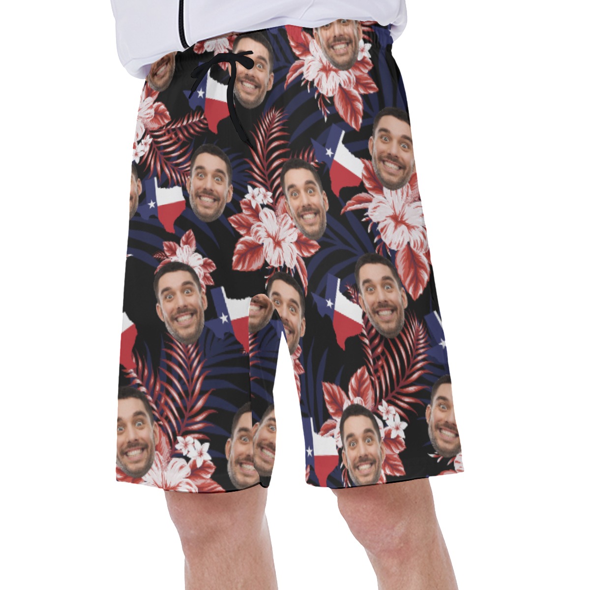 Floral Texas Custom Face Hawaiian Swim Trunks For Men
