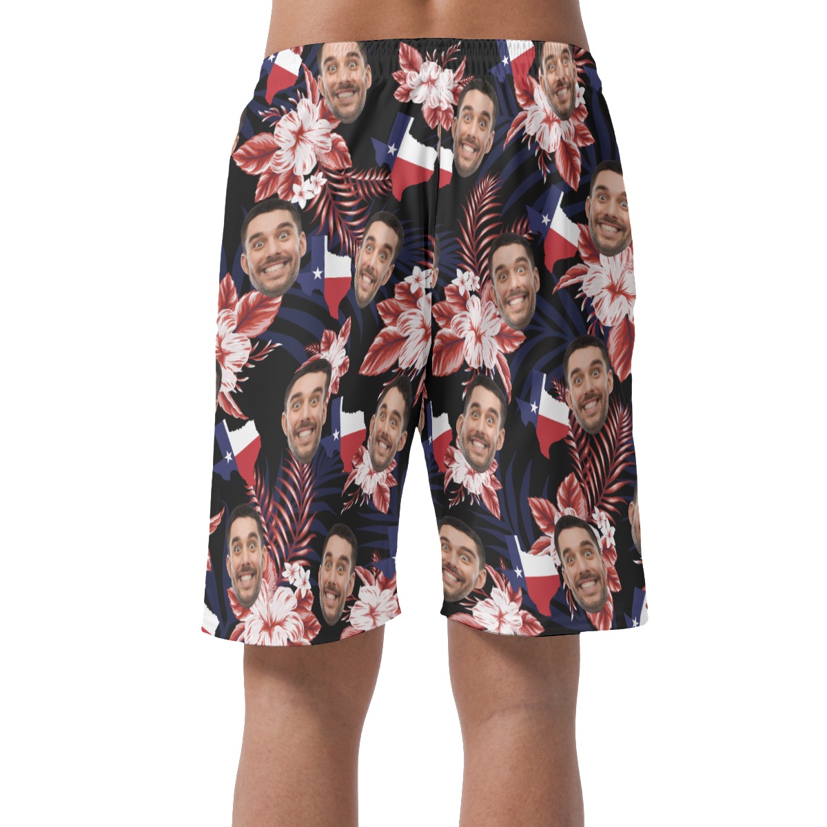 Custom Floral Texas Hawaiian Beach Shorts With Face