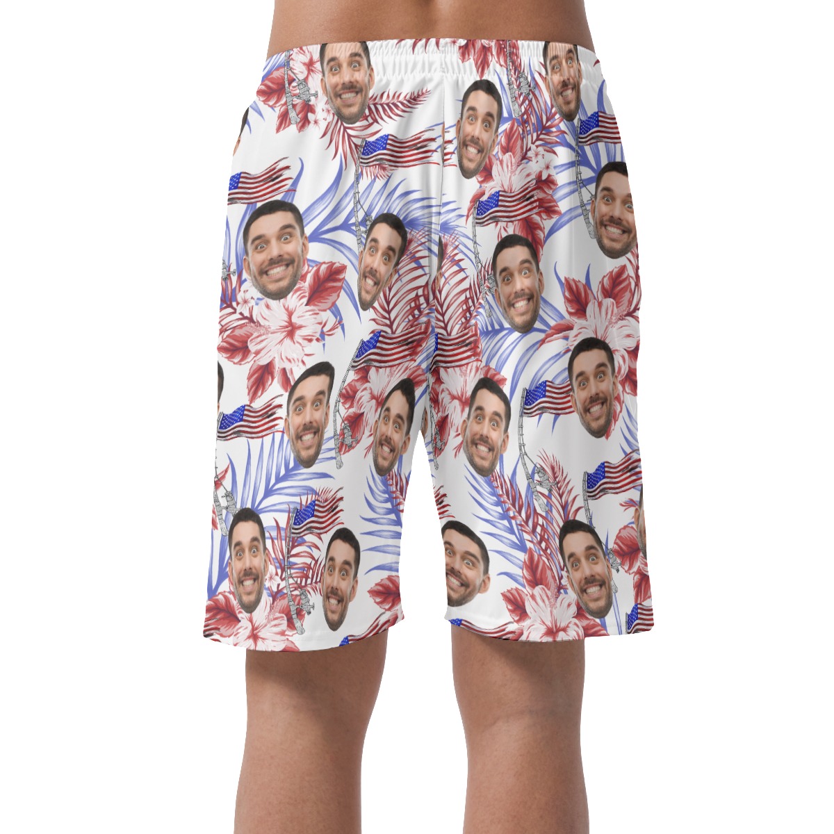 4th Of July Custom Face Hawaiian Summer Beach Shorts For Men