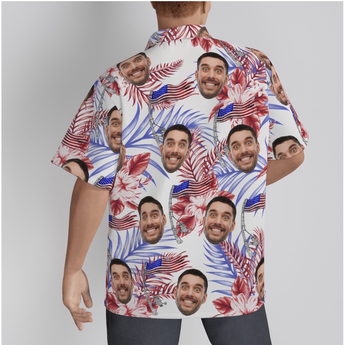 Custom Face American Flag Hawaiian Shirt