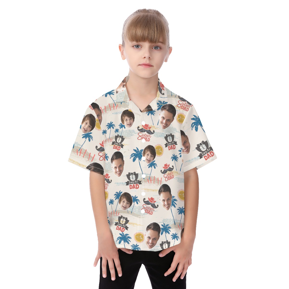 Cute Custom Face Super Dad Kid's Aloha Shirt - variant image 1