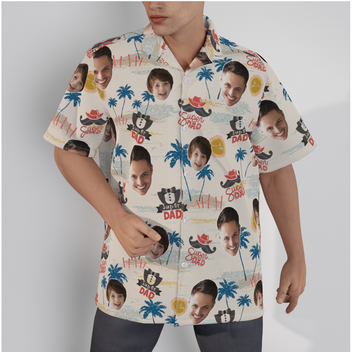 Funny Custom Face Super Dad Hawaiian Shirt - variant image 1