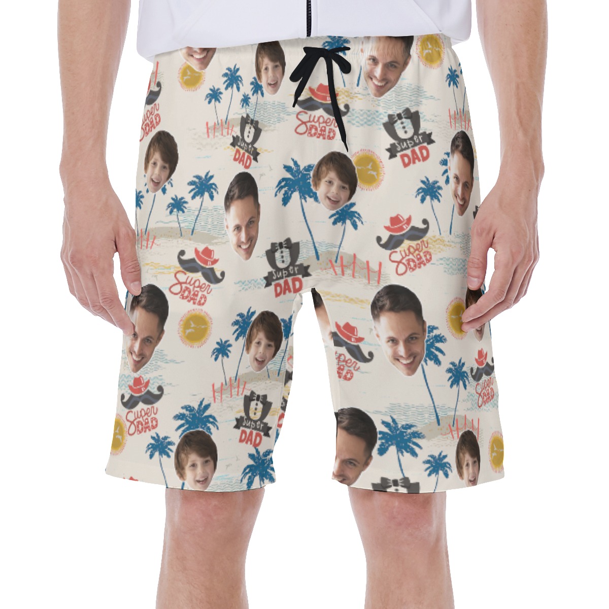 Funny Super Dad Custom Face Hawaiian Swimwear For Men - variant image 1