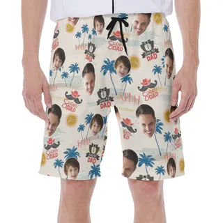 Funny Super Dad Custom Face Hawaiian Swimwear For Men