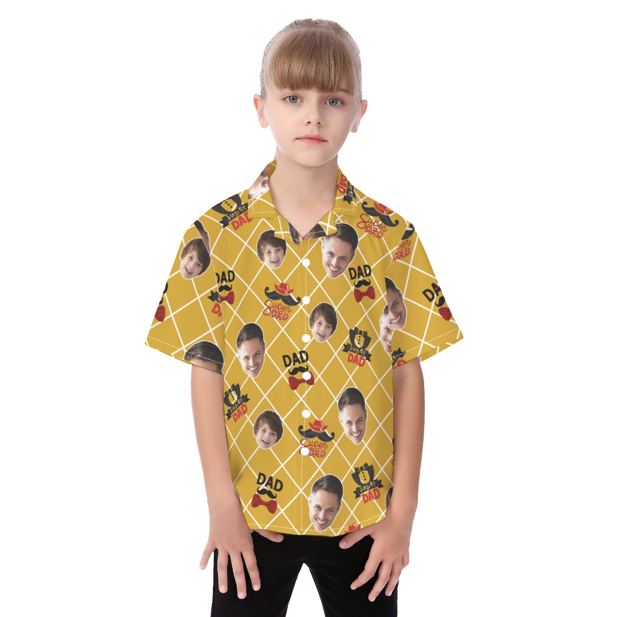 Cute Custom Face Super Dad Hawaiian Shirt For Kids - variant image 1