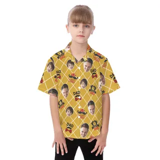 Cute Custom Face Super Dad Hawaiian Shirt For Kids