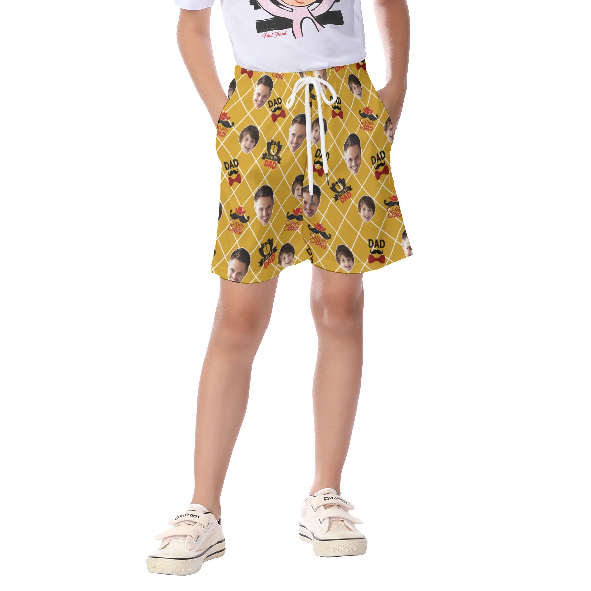 Cute Custom Face Father And Baby Hawaiian Beach Shorts For Kids - variant image 1