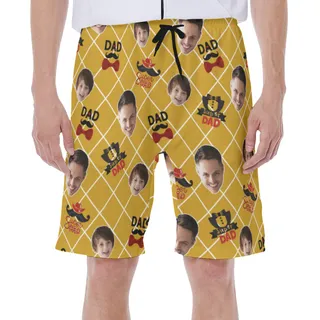 Custom Face Father And Kid Hawaiian Swim Trunks