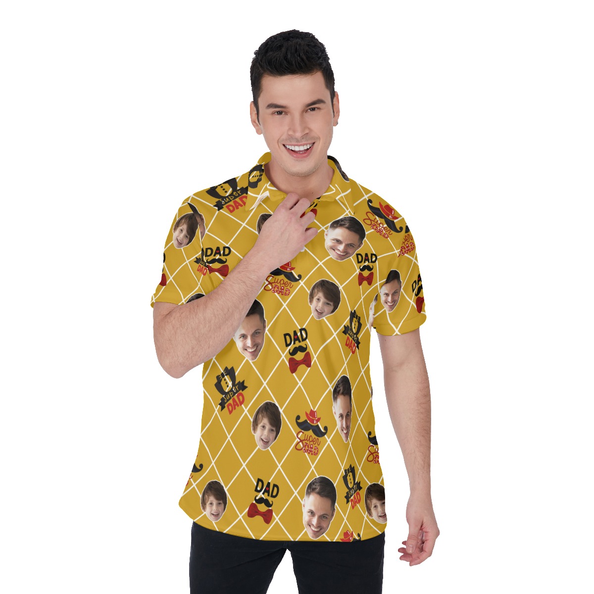 Funny Super Dad Custom Face Hawaiian Polo Shirt - variant image 1