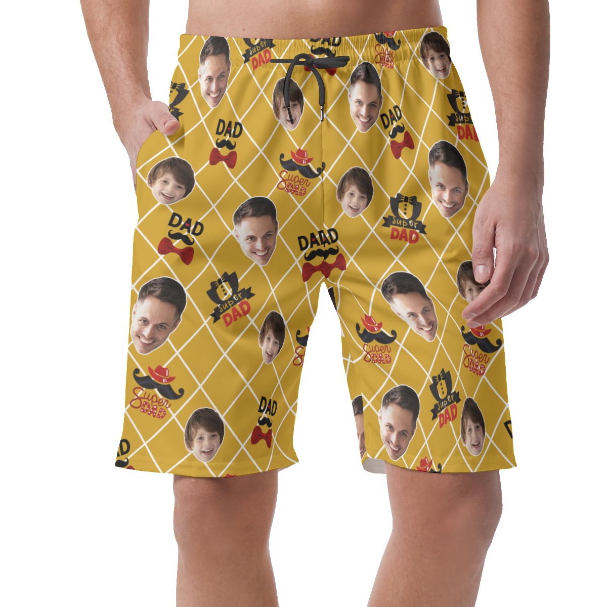 Funny Custom Face Super Dad Hawaiian Summer Shorts - variant image 1